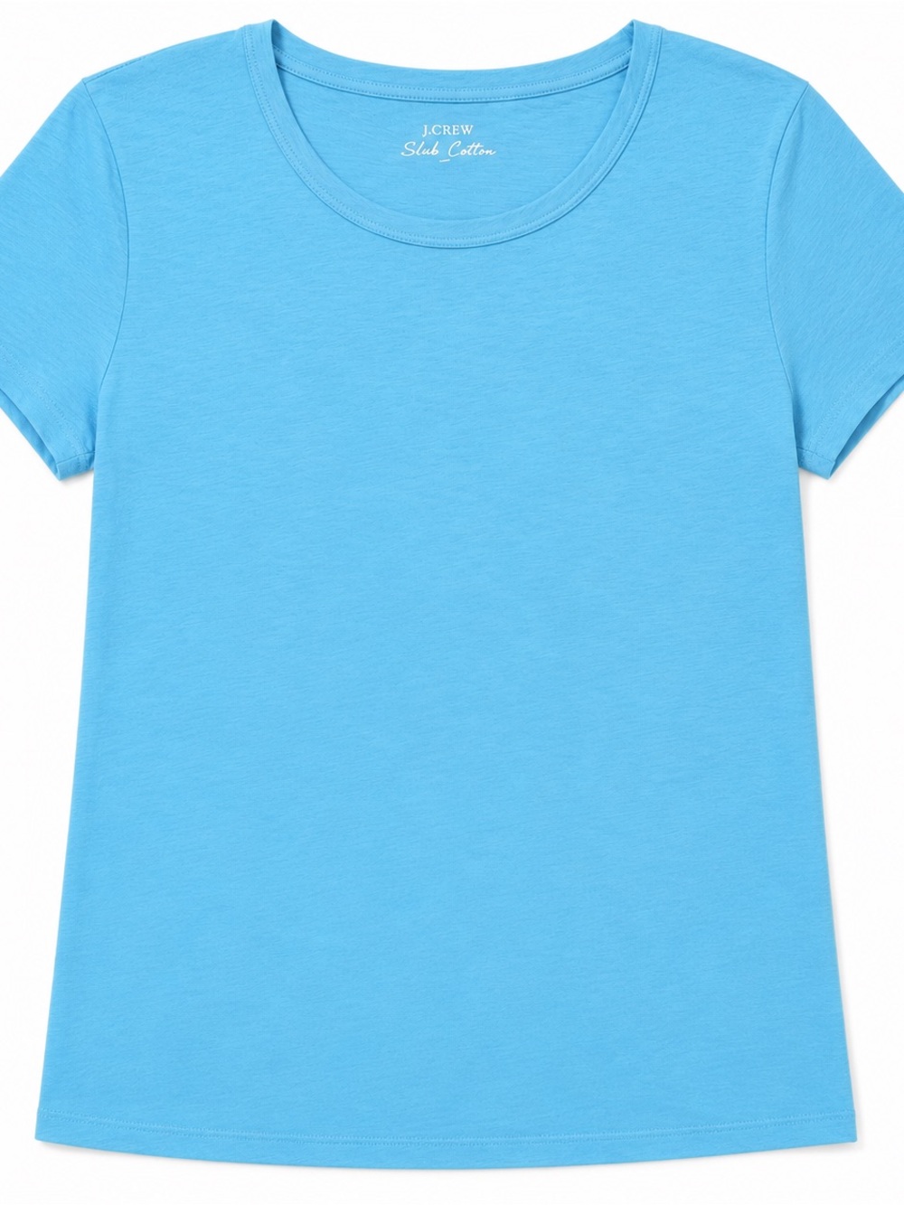 J Crew XXL 2X Shirt Top Blue Solid Short‎ Sleeve Scoop Neck Slub Cotton Tee Knit
